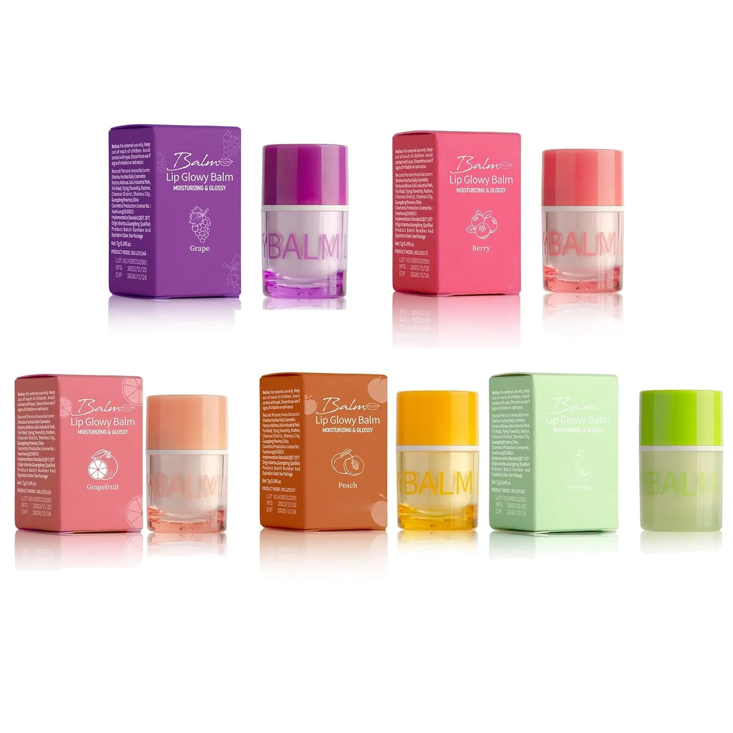 1 Pack of 5 PCs Fruit Lip Balm Serum Lip Oil, Multi Purpose Moisture Lips Soothe Dryness & Lip Lines, Glossy Effect Lip Primer Lip Balm Lip Oil Lip Serum