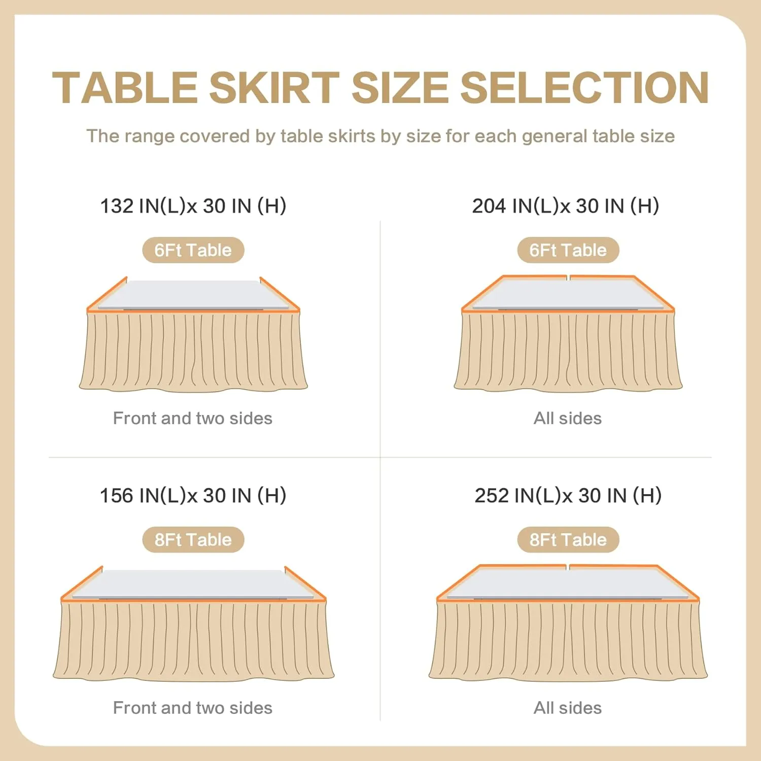 204inch Extra-Long Pink Table Skirt with Table Clips & Magic Tape - Fits 6ft Rectangle Tables, Wrinkle-Free Tulle Fabric for Kids Birthday Baby Shower(No Top Cover)