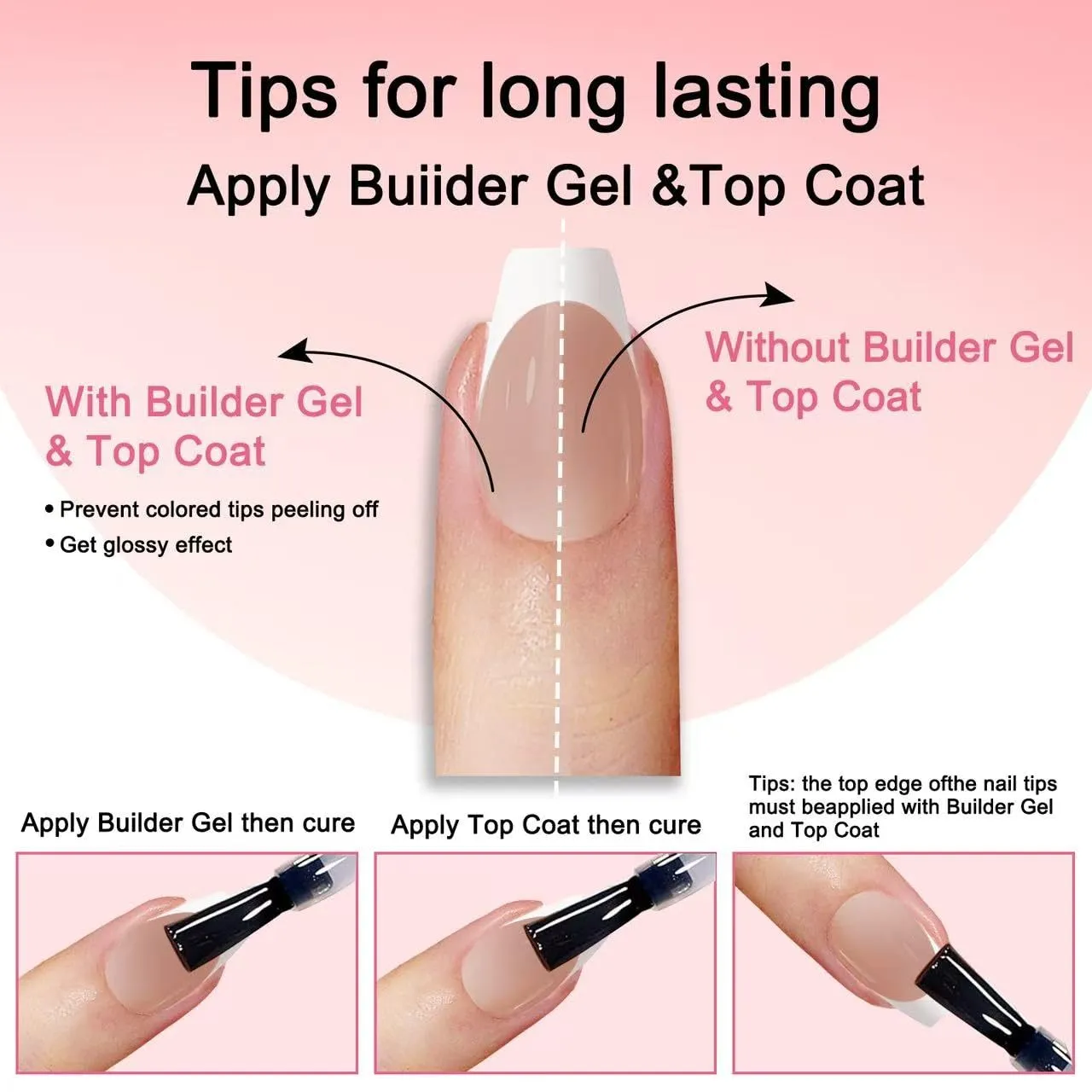 210 Pieces French Prefabricated Nails Short Trapezoid Brown Press-On Nail Clippers DIY Nail Art Gift Set