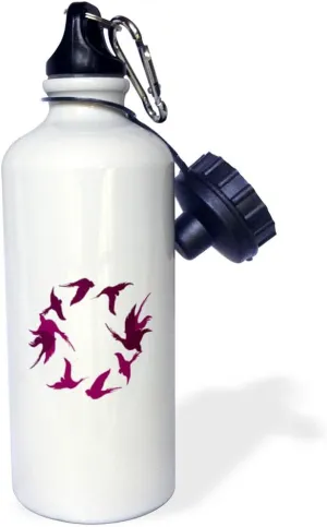 3dRose Swallows In Flight Stylized Silhouette Art Magenta Pink - Water Bottles (wb-384893-1)