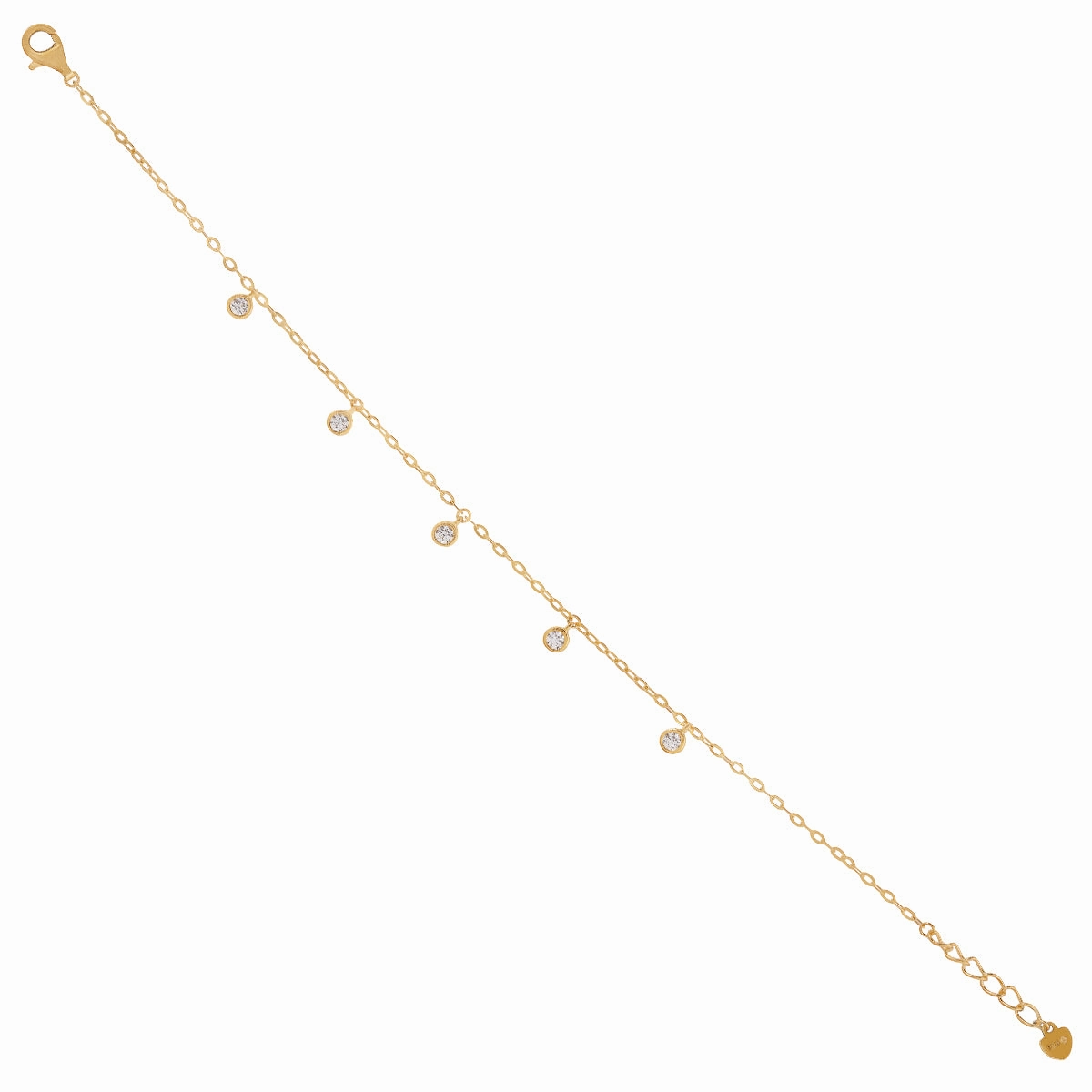 925 Sterling Silver Shimmery Gold Drop Bracelet