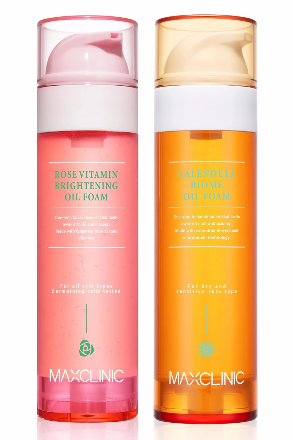 [K-Beauty] Rose Vitamin   Calendula Biome Oil Foam Gift Set | Daily Face Wash Oil Based Cleanser to Foam | Korean Skin Care Oil Cleanser for Dry Sensitive Skin | Face Cleanser Bundle