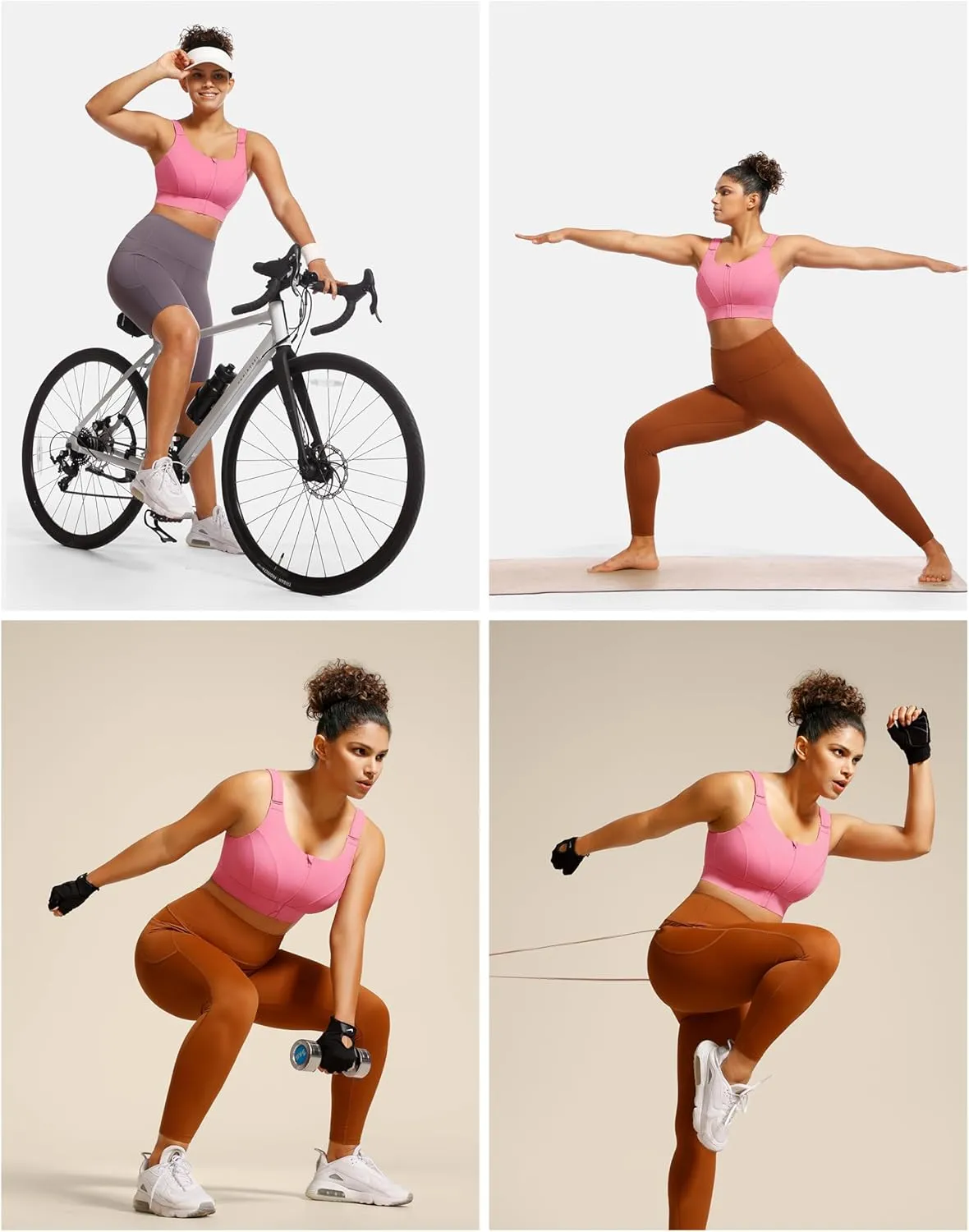 Adjustable High Impact Sports Bras for Women Zip Front Full Coverage and Lift Padded Compression Tops
