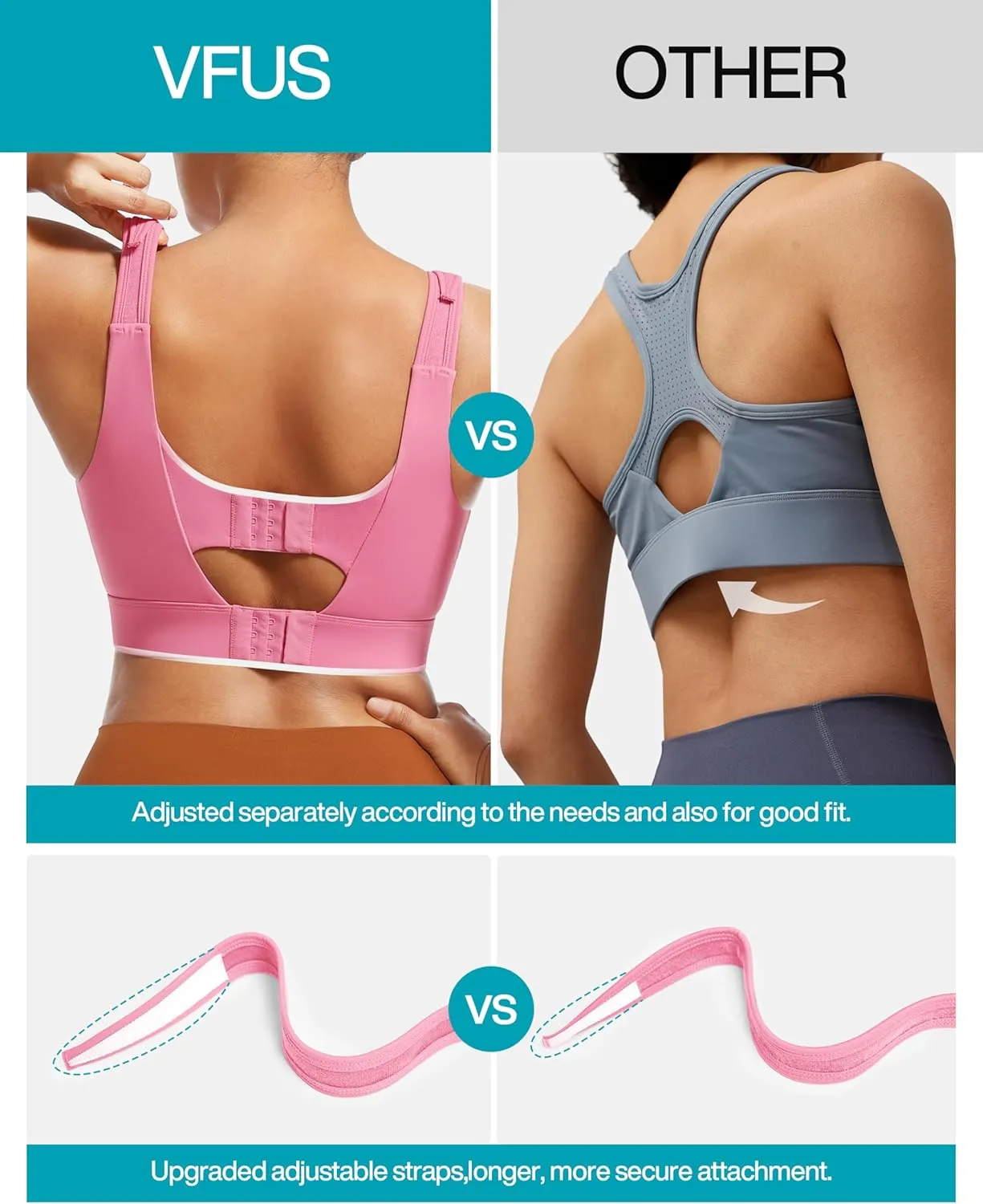 Adjustable High Impact Sports Bras for Women Zip Front Full Coverage and Lift Padded Compression Tops