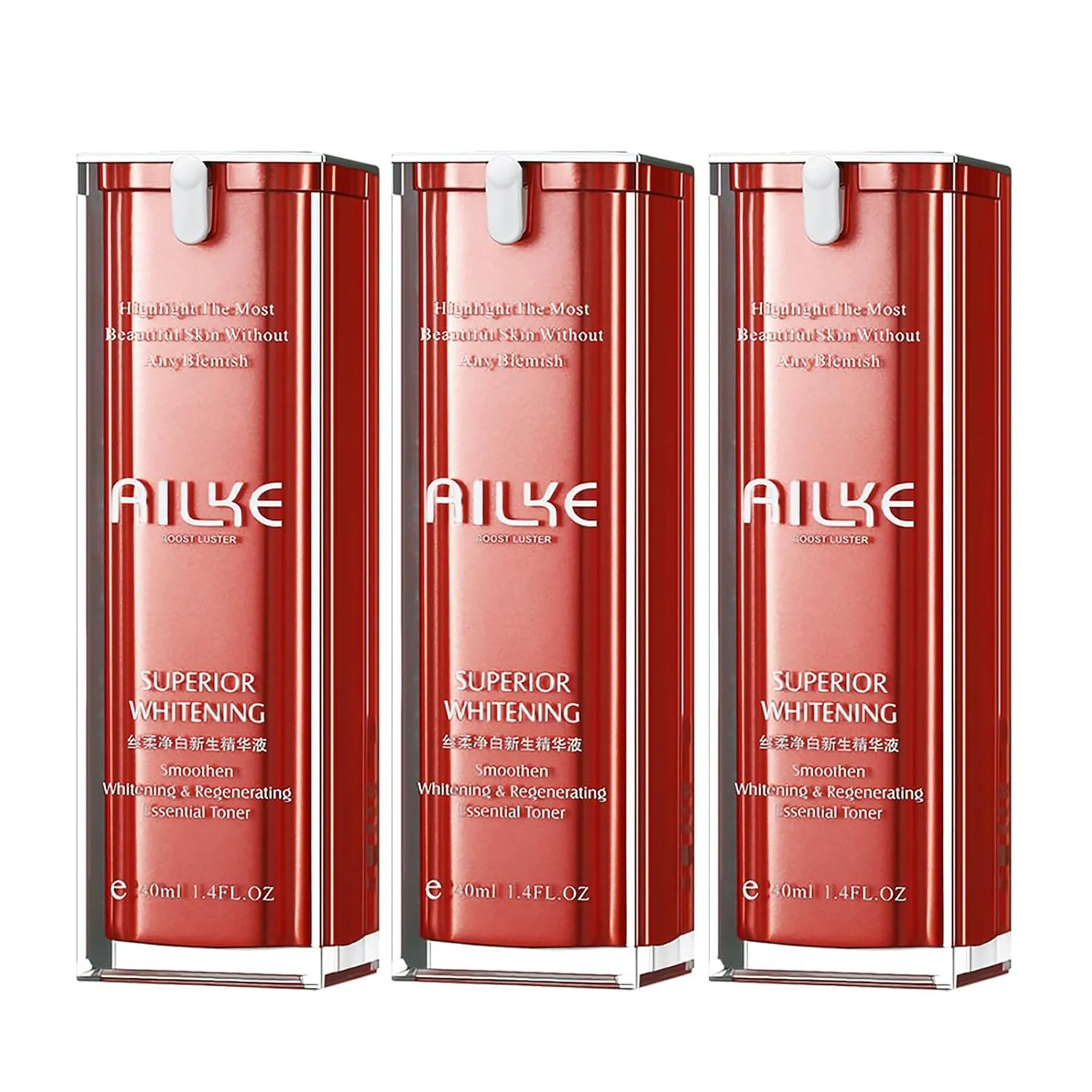 AILKE Superior Brightening & Smoothen & Regenerating Essential Toner, Clean Skin with Vitamin C, Natural Rose Oil, Improve Dull Skin Face Serum, Reduce Dark Spots, Fine Lines, 1.4 fl oz (Pack of 3)