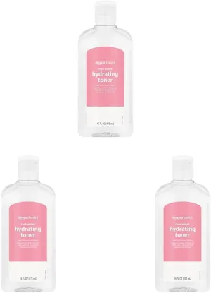 Amazon Basics Rose Water Hydrating Toner, 16 Fluid Ounces, 3-Pack