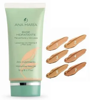 Ana Maria Cosmeticos Colombia Base Hidratante Liposomas Vitamina E Piel Perfecta y Renovada Alto Cubrimiento | Moisturizing Foundation Make Up High Coverage 1.77oz-50ml (Arena | Sand #2)