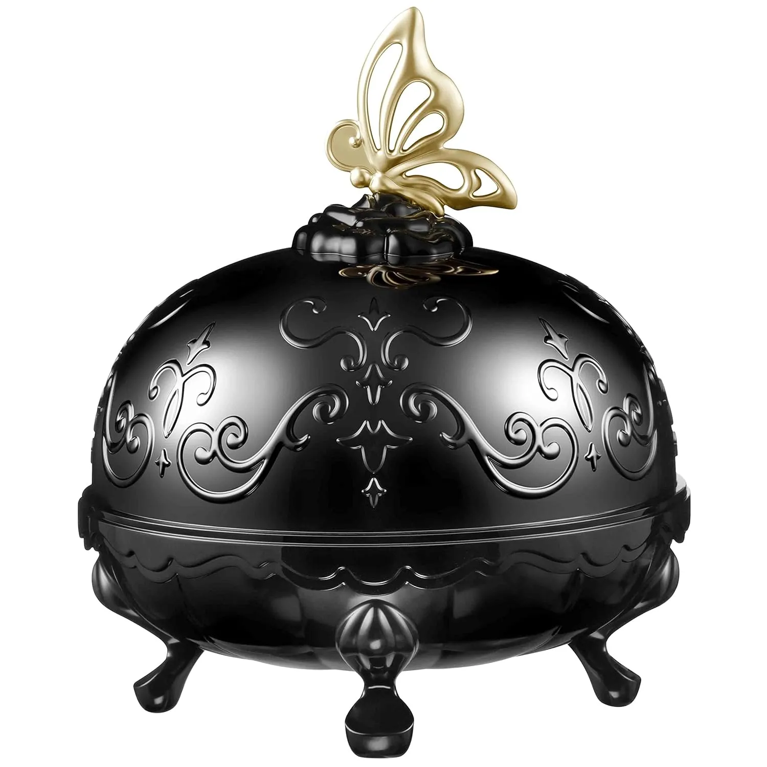 ANNA SUI Loose Face Powder Case Only - Refill Sold Separately, Black Vanity Case with Butterfly Motif, Come with Purple Puff