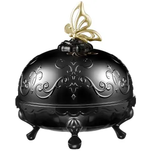 ANNA SUI Loose Face Powder Case Only - Refill Sold Separately, Black Vanity Case with Butterfly Motif, Come with Purple Puff