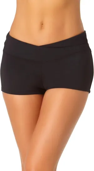 Anne Cole Women's Twist Front Swim Shorts Swimsuit Black