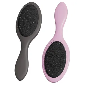 Anti-Static Hair Brush Oval, Stainless-Steel Bristles Detangler for Wigs & Hair, ABS Handle (Granite Mauve   Pink, Couple)