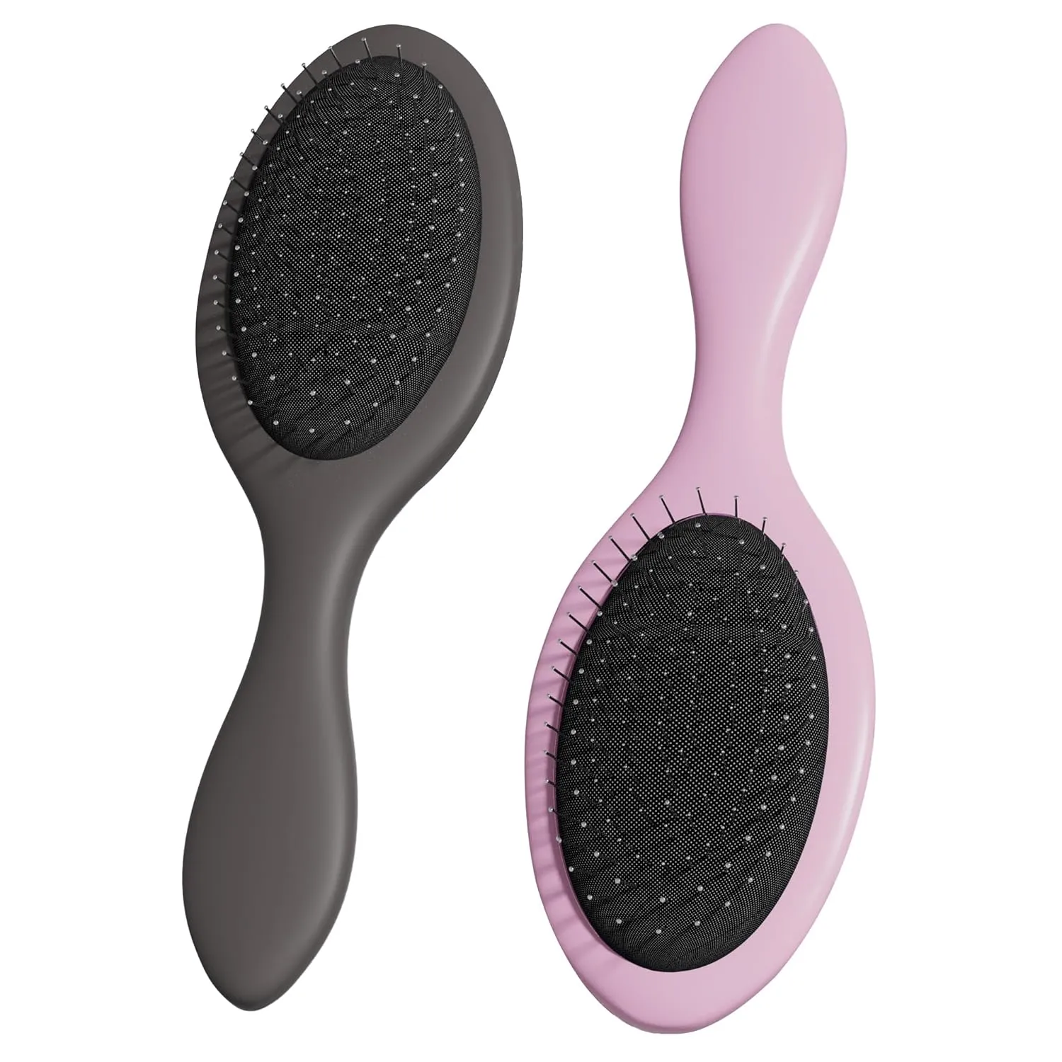 Anti-Static Hair Brush Oval, Stainless-Steel Bristles Detangler for Wigs & Hair, ABS Handle (Granite Mauve   Pink, Couple)