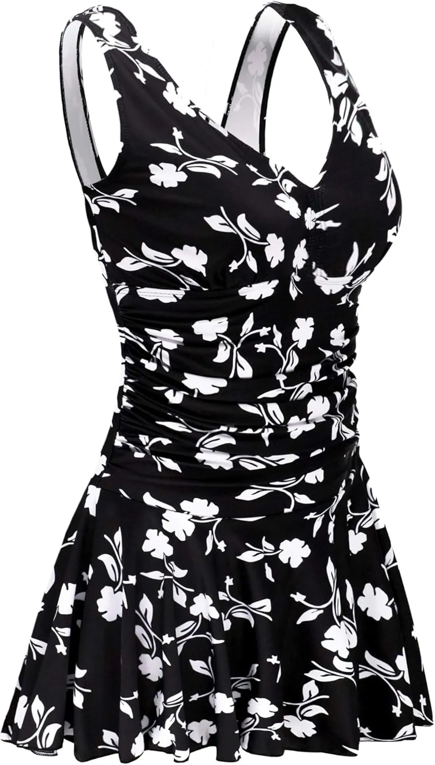 AONTUS Plus-Size Swimwear Body Womens Wardrobe One Piece Vintage Swimsuits