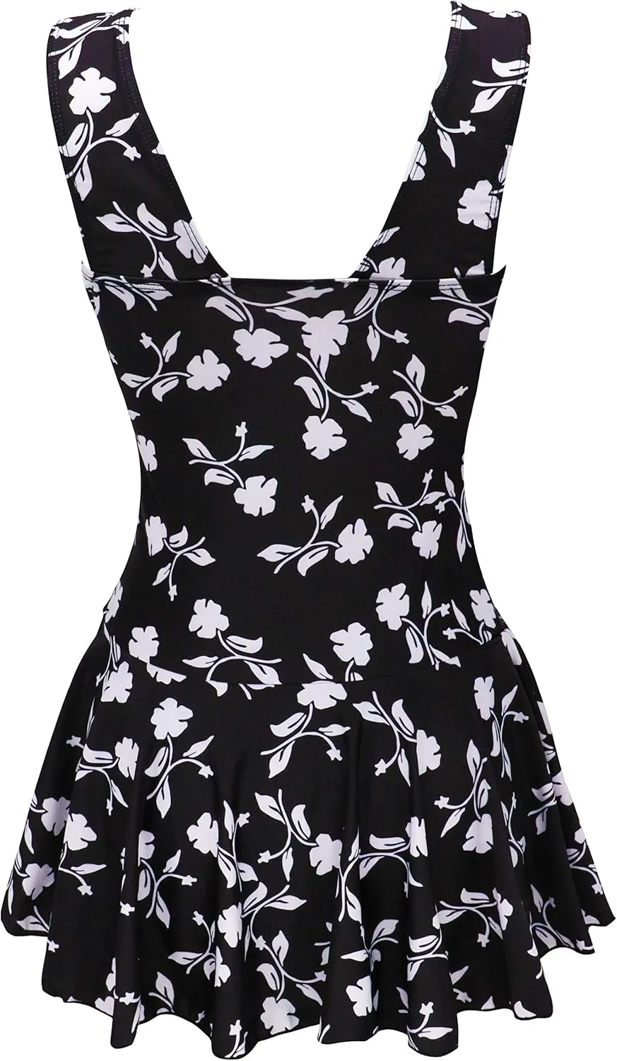 AONTUS Plus-Size Swimwear Body Womens Wardrobe One Piece Vintage Swimsuits