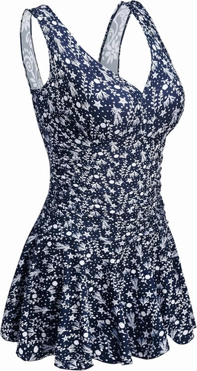 AONTUS Plus-Size Swimwear Body Womens Wardrobe One Piece Vintage Swimsuits