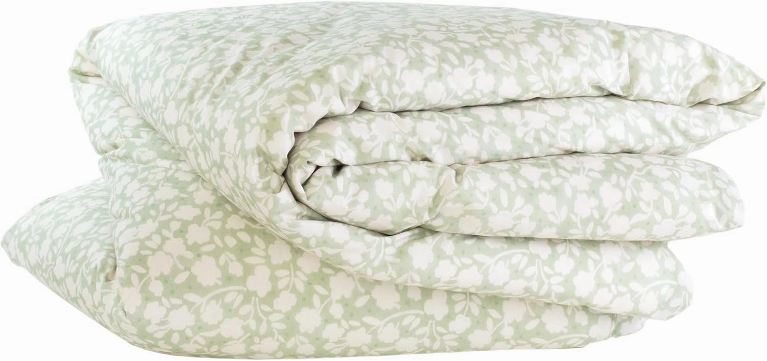 Aria Sage Duvet Cover, Full/Queen Size, Green Floral Pattern