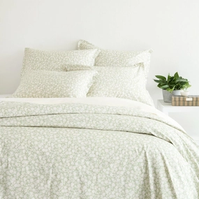 Aria Sage Duvet Cover, Full/Queen Size, Green Floral Pattern