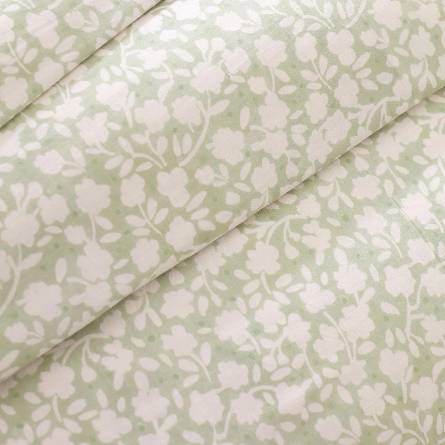 Aria Sage Duvet Cover, Full/Queen Size, Green Floral Pattern