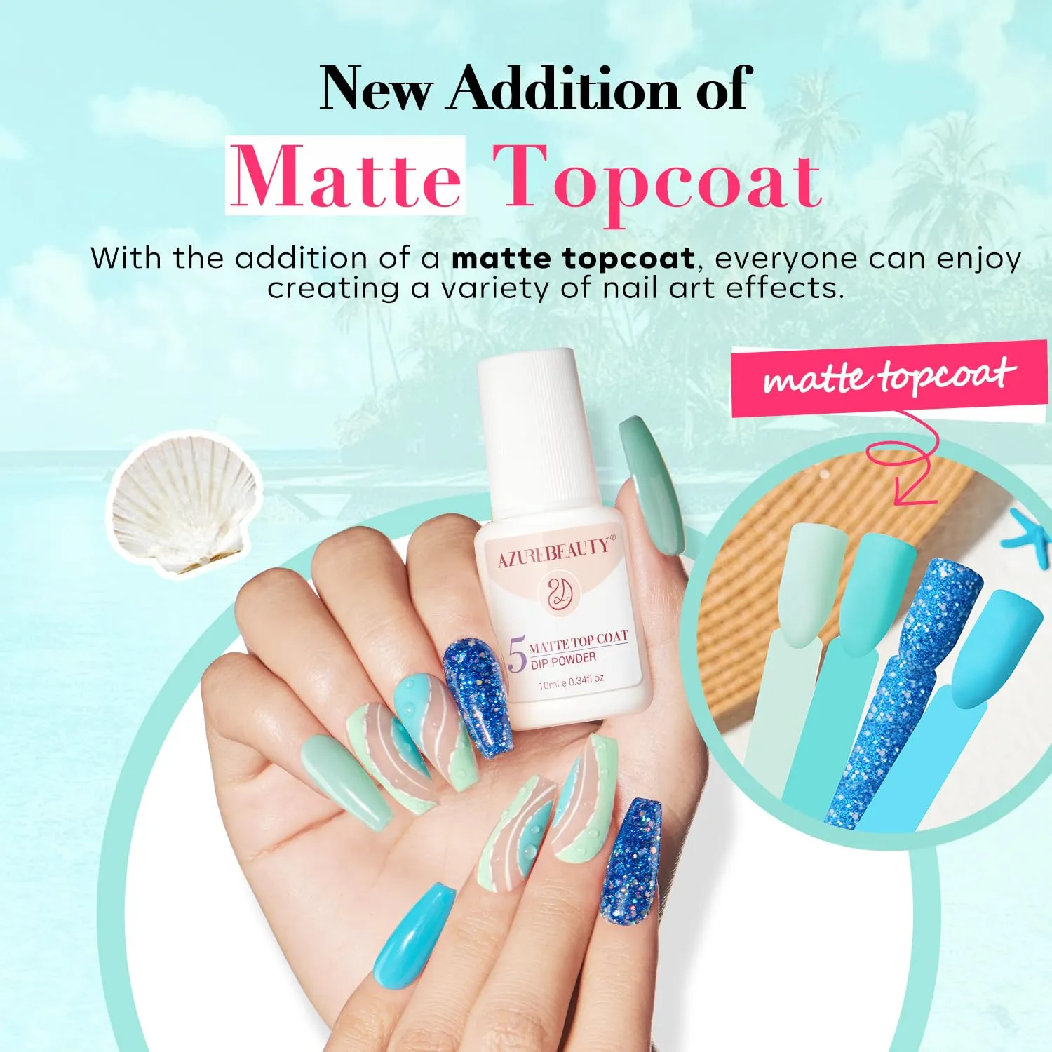 AZUREBEAUTY Dip Nails Powder Starter Kit, Hot Pink Neon Yellow Pastel Blue Green 8 Spring Summer Colors with Nail Sticks, Base Glossy Matte Top Coat Activator Liquid Set Manicure Art 30 PCS