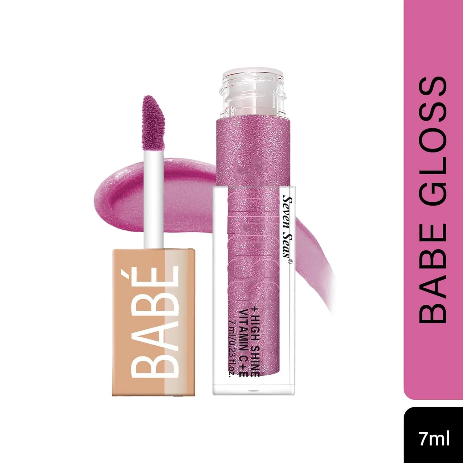 Babe Glittery Lip Gloss With High Shine Lip Color For Glossy Look |Lightweight Non Sticky Lip shiner For Moisturizing Lips (Hot Pink)