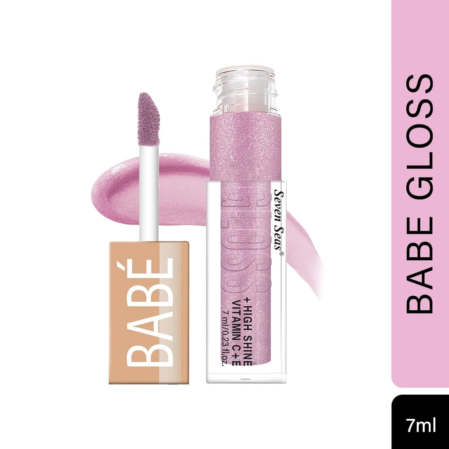 Babe Glittery Lip Gloss With High Shine Lip Color For Glossy Look |Lightweight Non Sticky Lip shiner For Moisturizing Lips (Pink)