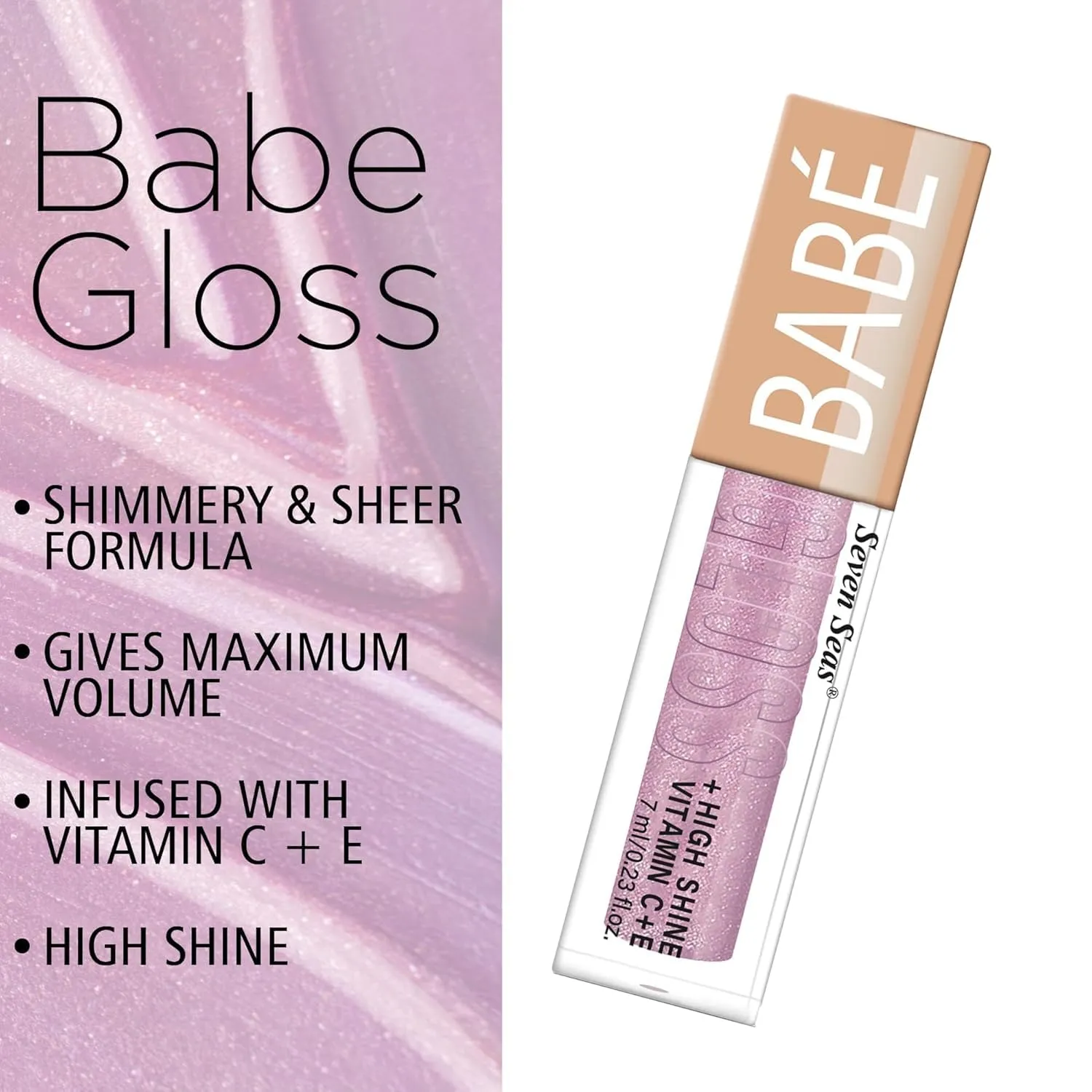 Babe Glittery Lip Gloss With High Shine Lip Color For Glossy Look |Lightweight Non Sticky Lip shiner For Moisturizing Lips (Pink)