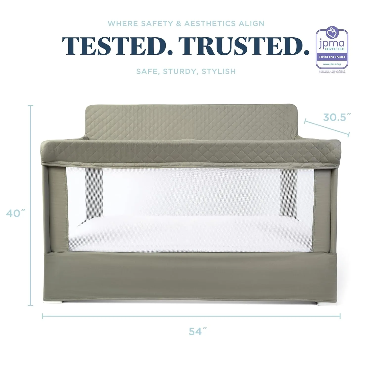 Baby Delight Lunaire Full Size Crib & Playard | Breathable Mesh Baby Crib | Tool-Free Assembly Baby Bed | 100% GOTS Certified Organic Cotton Fabric | Organic Sage