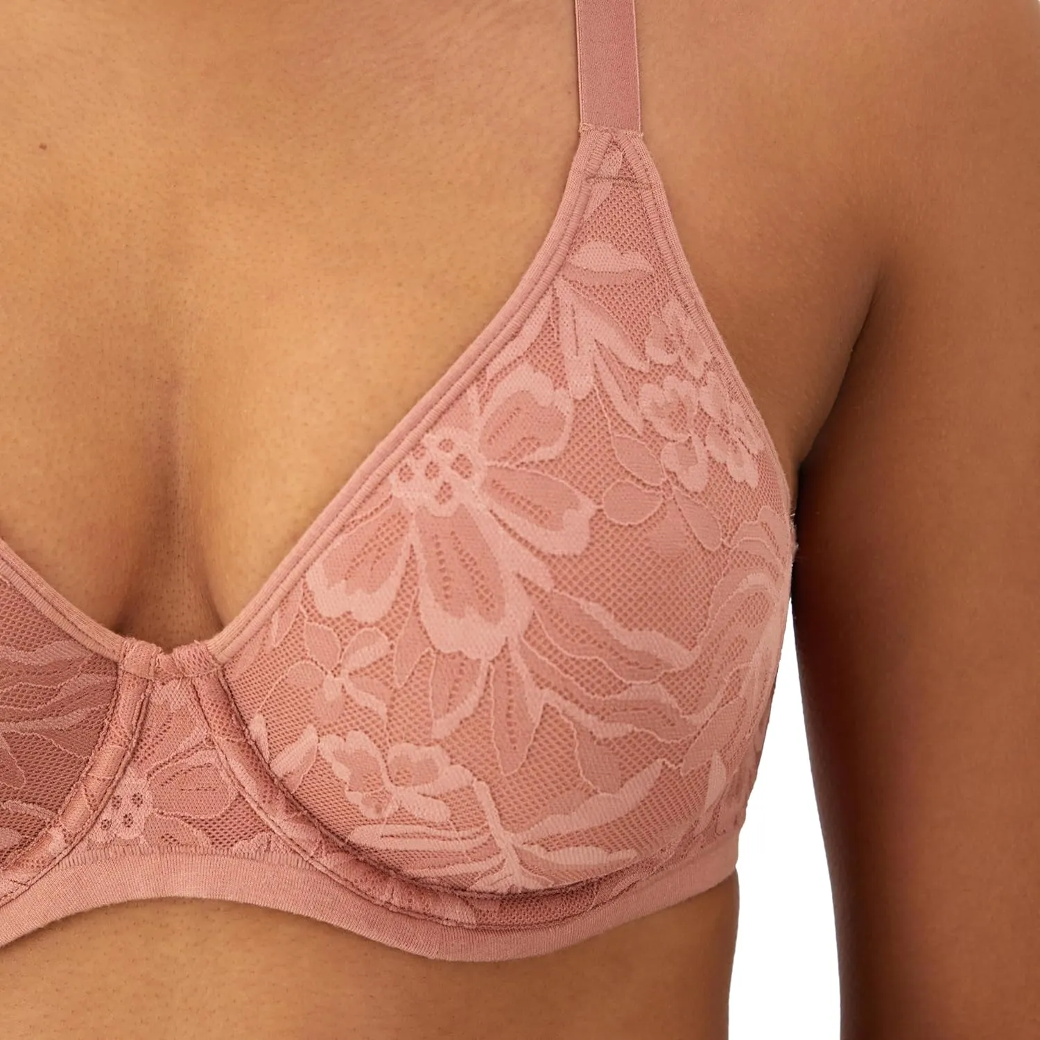 Bali Women's Breathe Lace Underwire Bra, Breathable 2-Ply Modal Bra, Convertible Straps