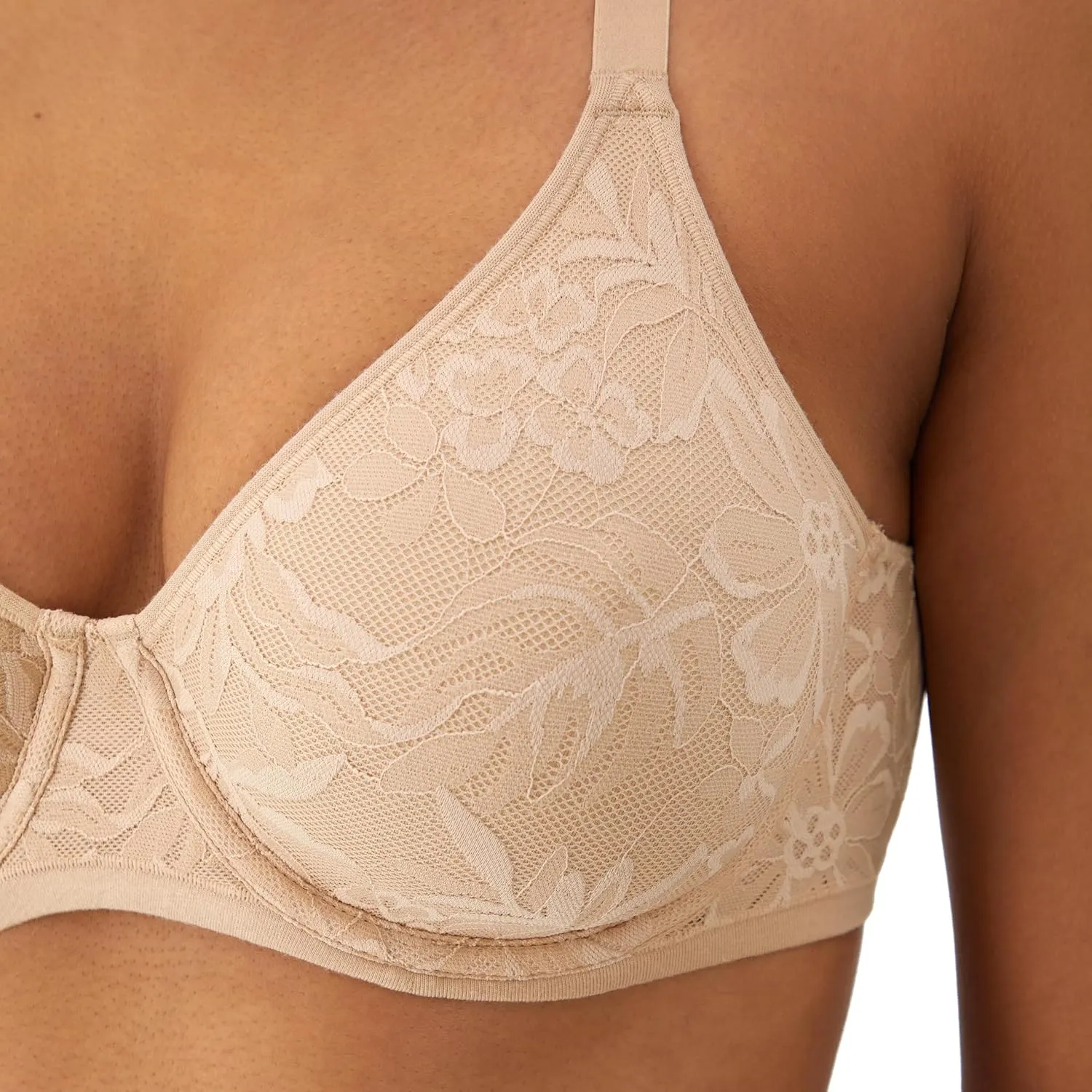 Bali Women's Breathe Lace Underwire Bra, Breathable 2-Ply Modal Bra, Convertible Straps
