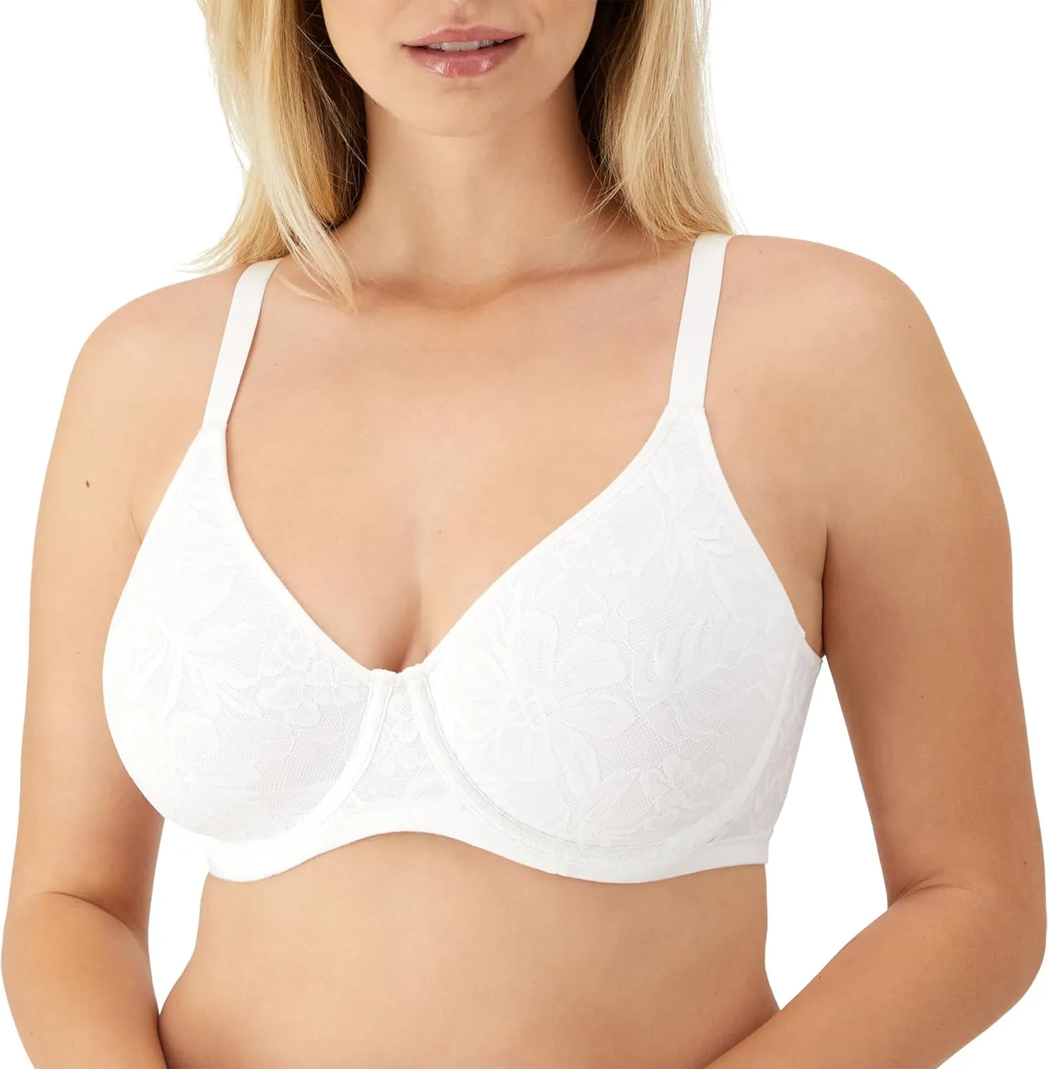 Bali Women's Breathe Lace Underwire Bra, Breathable 2-Ply Modal Bra, Convertible Straps