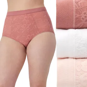 Bali Women's Breathe Underwear, High-Rise Briefs, Breathable Cotton Modal Lace Panties, 3-Pack