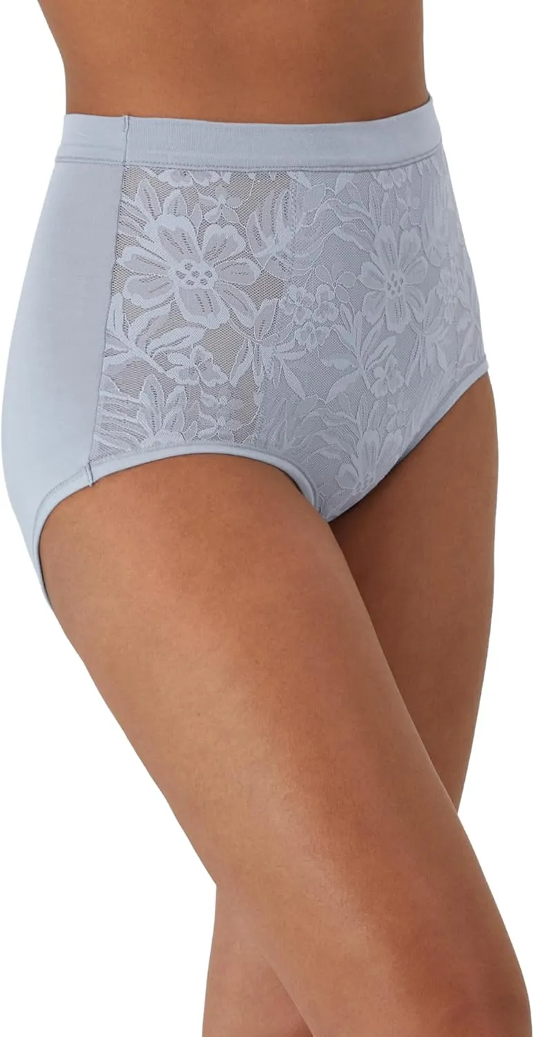 Bali Women's Breathe Underwear, High-Rise Briefs, Breathable Cotton Modal Lace Panties, 3-Pack