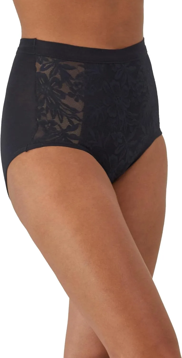 Bali Women's Breathe Underwear, High-Rise Briefs, Breathable Cotton Modal Lace Panties, 3-Pack