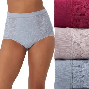 Bali Women's Breathe Underwear, High-Rise Briefs, Breathable Cotton Modal Lace Panties, 3-Pack