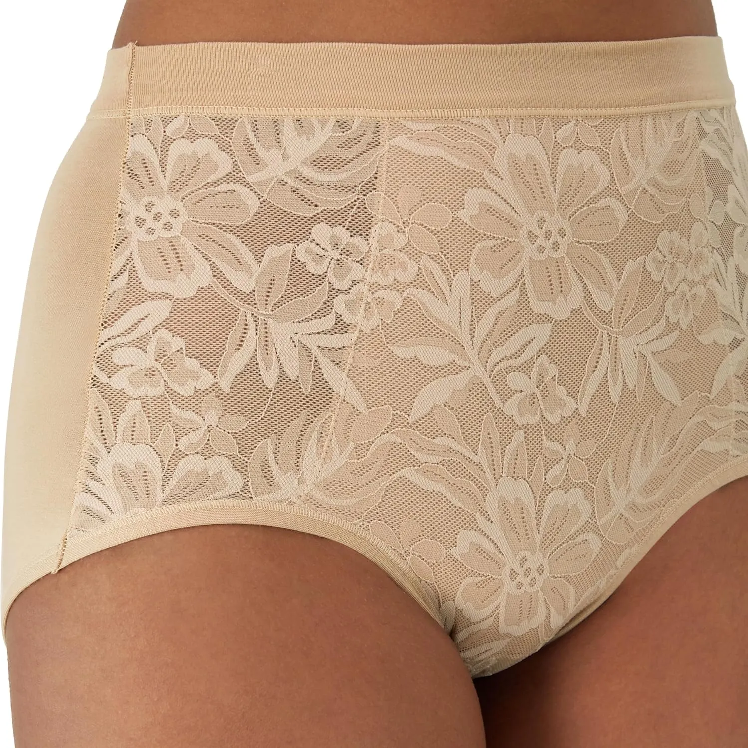 Bali Women's Breathe Underwear, High-Rise Briefs, Breathable Cotton Modal Lace Panties, 3-Pack