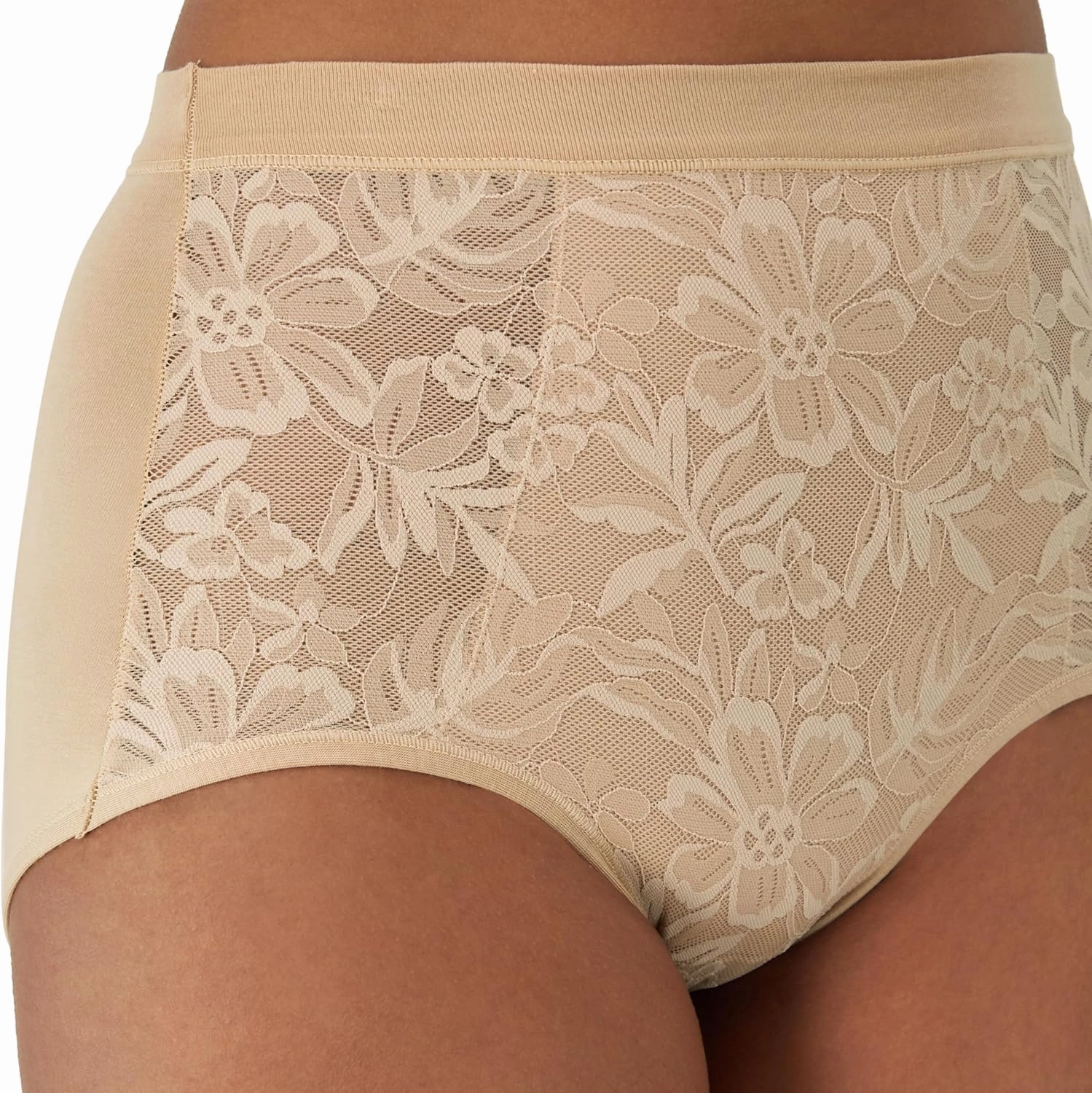 Bali Women's Breathe Underwear, High-Rise Briefs, Breathable Cotton Modal Lace Panties, 3-Pack