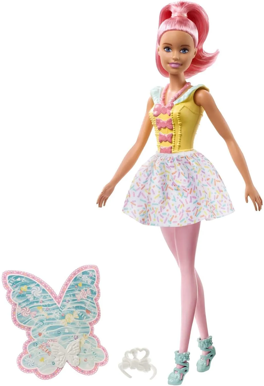 Barbie Dreamtopia Fairy Doll, Approx 12-inch, Candy Theme with Pink Hair