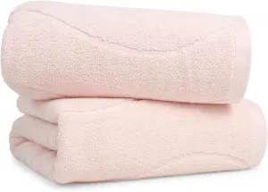 Bath Towels Blush Pink with Wavy Jacquard - 2-Pack, Soft & Absorbent Towel 27 x 55 Inches， Valentines Gifts for Her