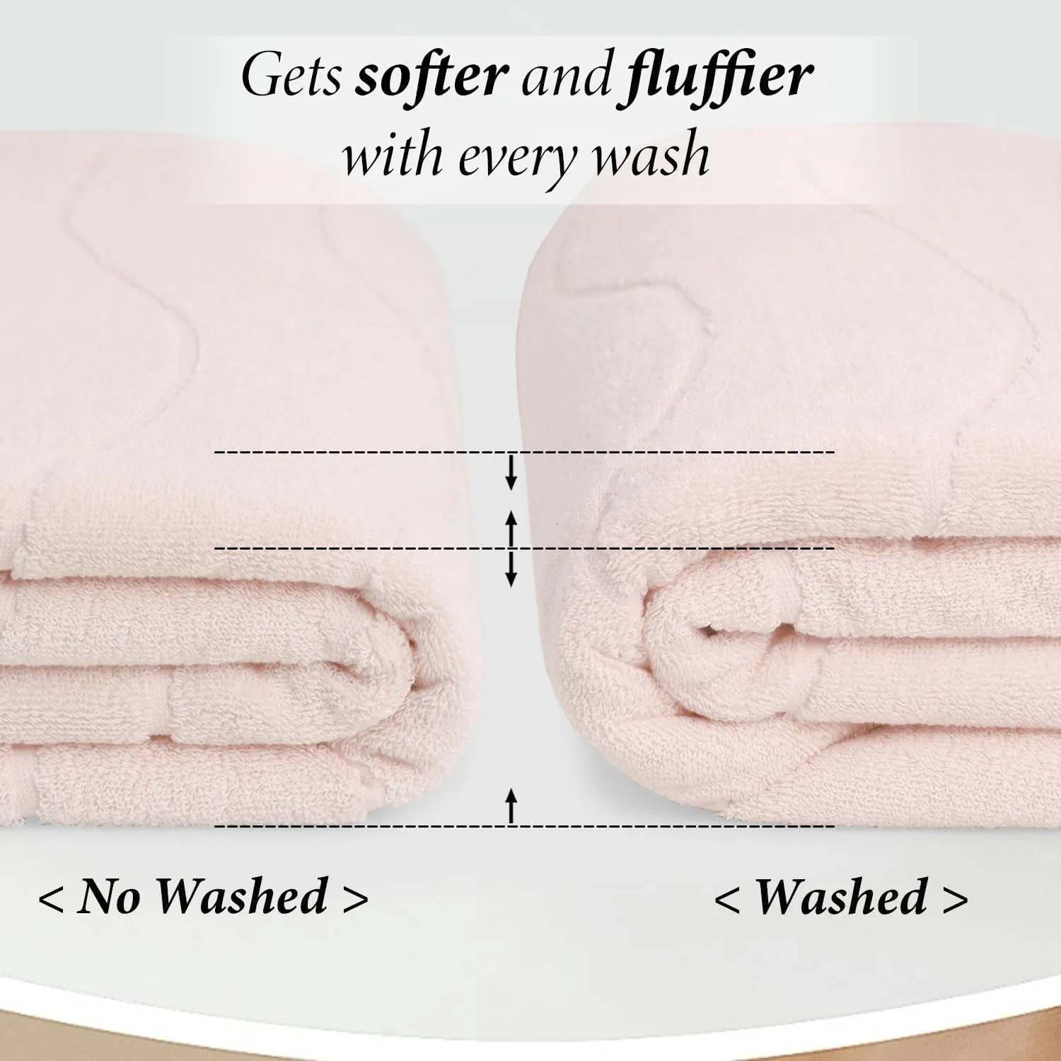 Bath Towels Blush Pink with Wavy Jacquard - 2-Pack, Soft & Absorbent Towel 27 x 55 Inches， Valentines Gifts for Her