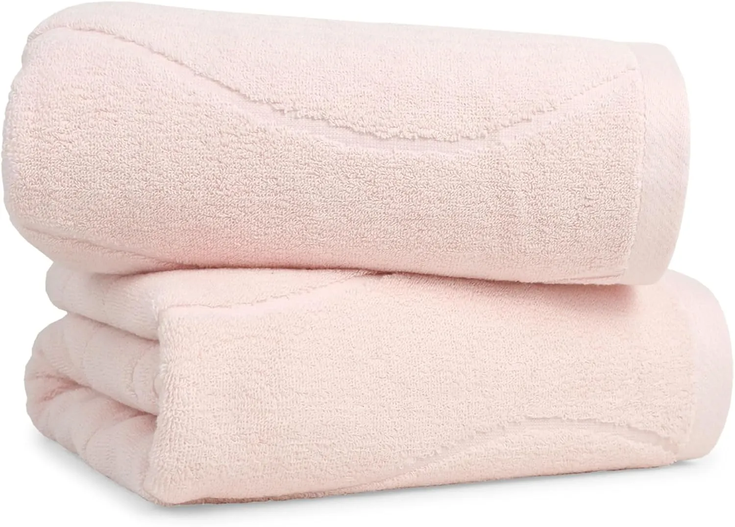 Bath Towels Blush Pink with Wavy Jacquard - 2-Pack, Soft & Absorbent Towel 27 x 55 Inches， Valentines Gifts for Her