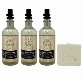 Bath & Body Works Aroma Cedarwood Sauna 3 Pack Essential Oil Mist Bundle with a Natural Oats Bar Soap - Full Size