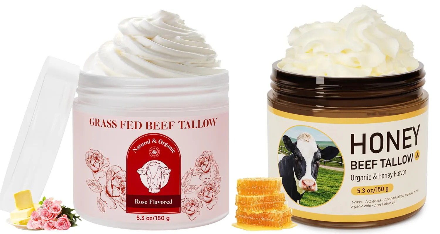 Beef Tallow for Skin with Rose and Beef Tallow for Skin with Honey