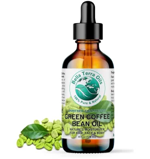 Bella Terra Oils - Green Coffee Bean Oil 4 oz - Rich in Quinic Acid & Lignans, Cold-Pressed from Authentic Coffee Beans, Premium Skin Nourishment