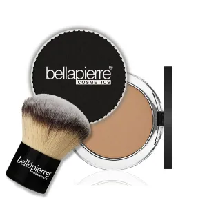 bellapierre Compact Mineral Foundation SPF 15 with Kabuki Brush | Vegan & Cruelty Free | Hypoallergenic | Full Coverage - 10 Grams - Nutmeg