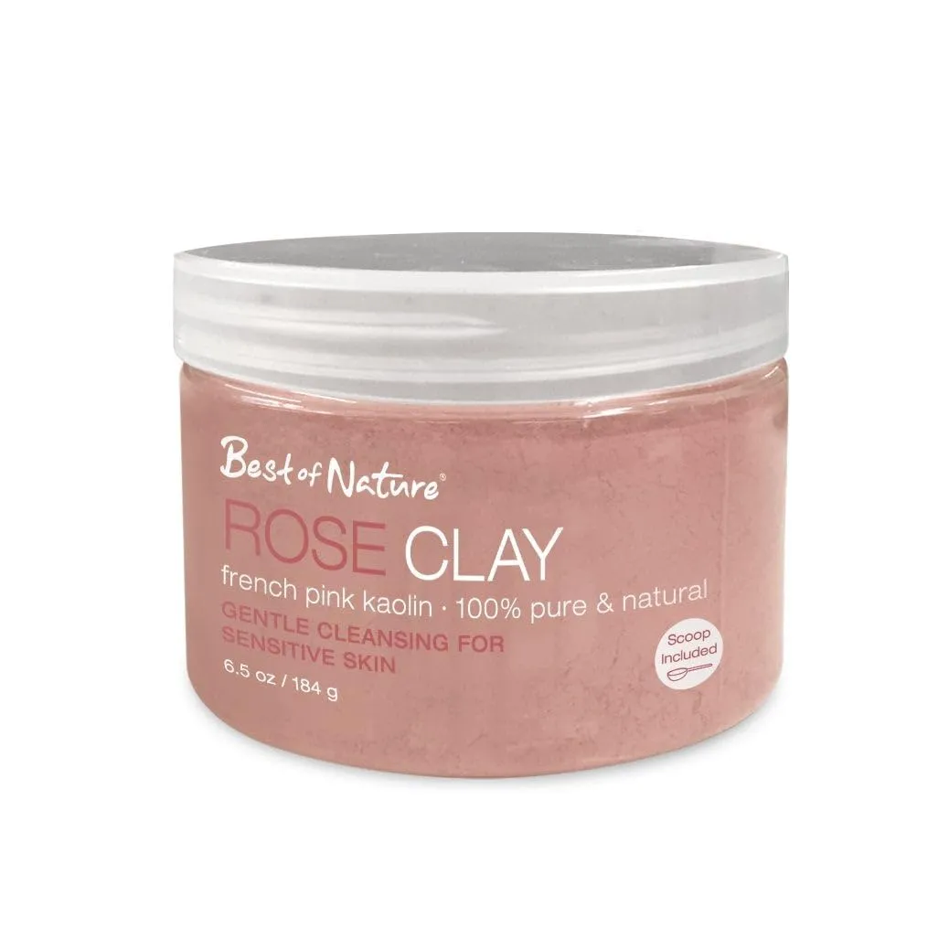 Best of Nature 100% Pure Rose Clay – French Pink Kaolin for Facial & Body Care – 6.5 oz Jar – Natural Skincare Mask & Exfoliant