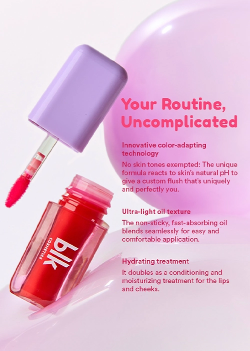 blk cosmetics color adapting lip and cheek oil peach