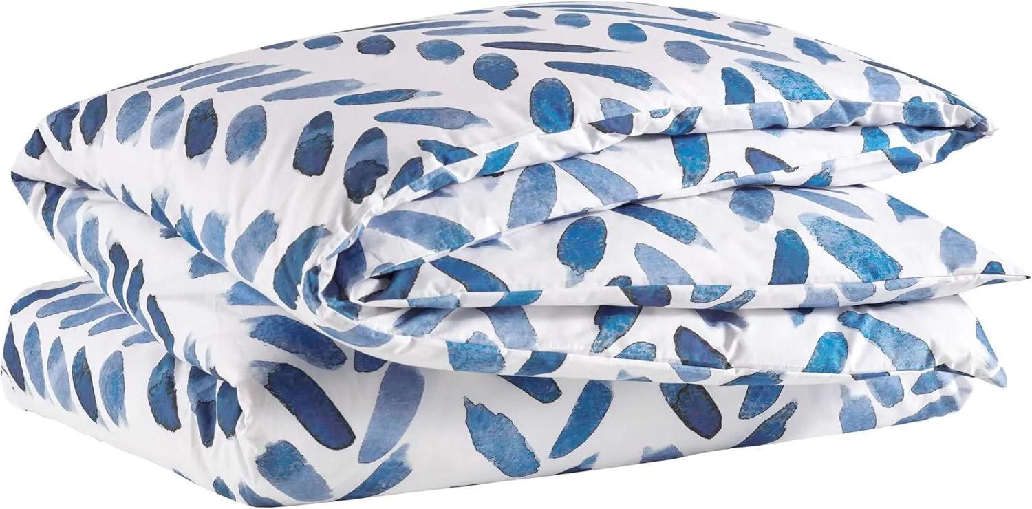 Blue Brush Duvet Cover, Full/Queen Size, Blue/White Graphic Pattern