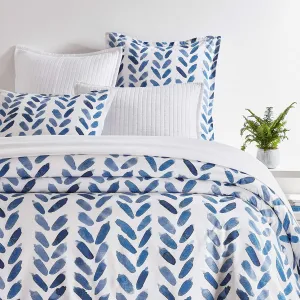 Blue Brush Duvet Cover, Full/Queen Size, Blue/White Graphic Pattern