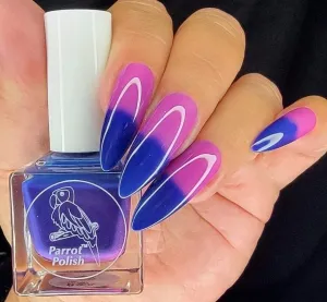 Blue Jeans & Bubble Gum Thermal Nail Polish, Color Changing Blue to Pink Lacquer