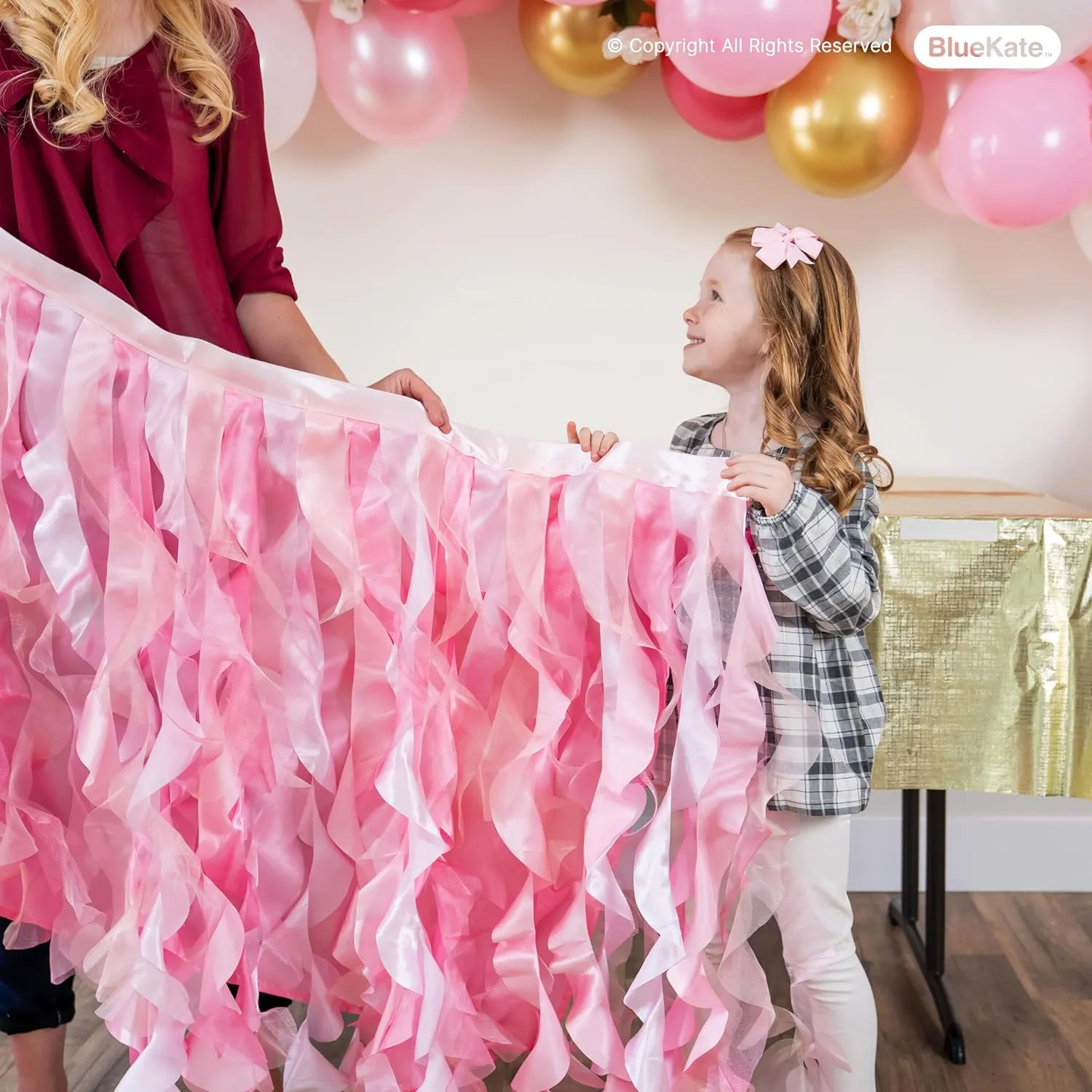 Bluekate Pink Tutu Table Skirt. 6ft Table Skirt with Double Layer Organza Willows. Princess Party Decorations, Quinceanera Decorations, 1st Baby Girl Birthday Décor, Baby Shower Décor or Gender Reveal